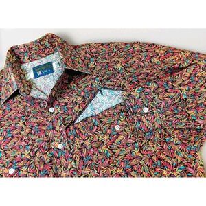 VTG Panhandle Slim Western Shirt Modern Art Print Men's Medium 15-15.5 (FLAW)